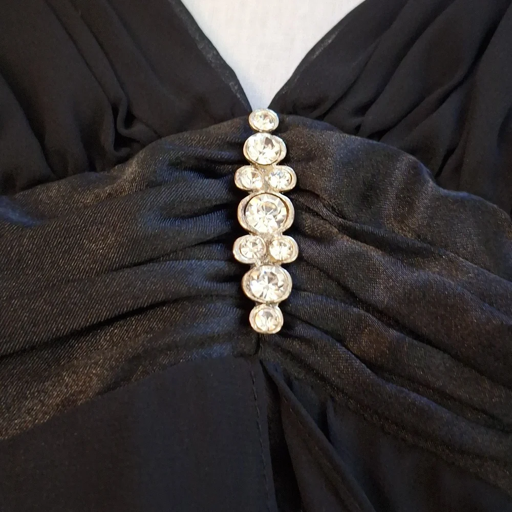 3/$20--Vintage Black Neglige, Faux Diamonds, 38C - Picture 12 of 16